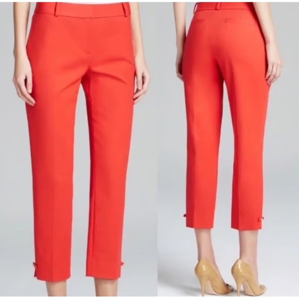 Kate Spade Jackie Bow Capri Pants Red Size 2 Slim Fit Cropped Ankle ✨READ✨1529 - Picture 1 of 12